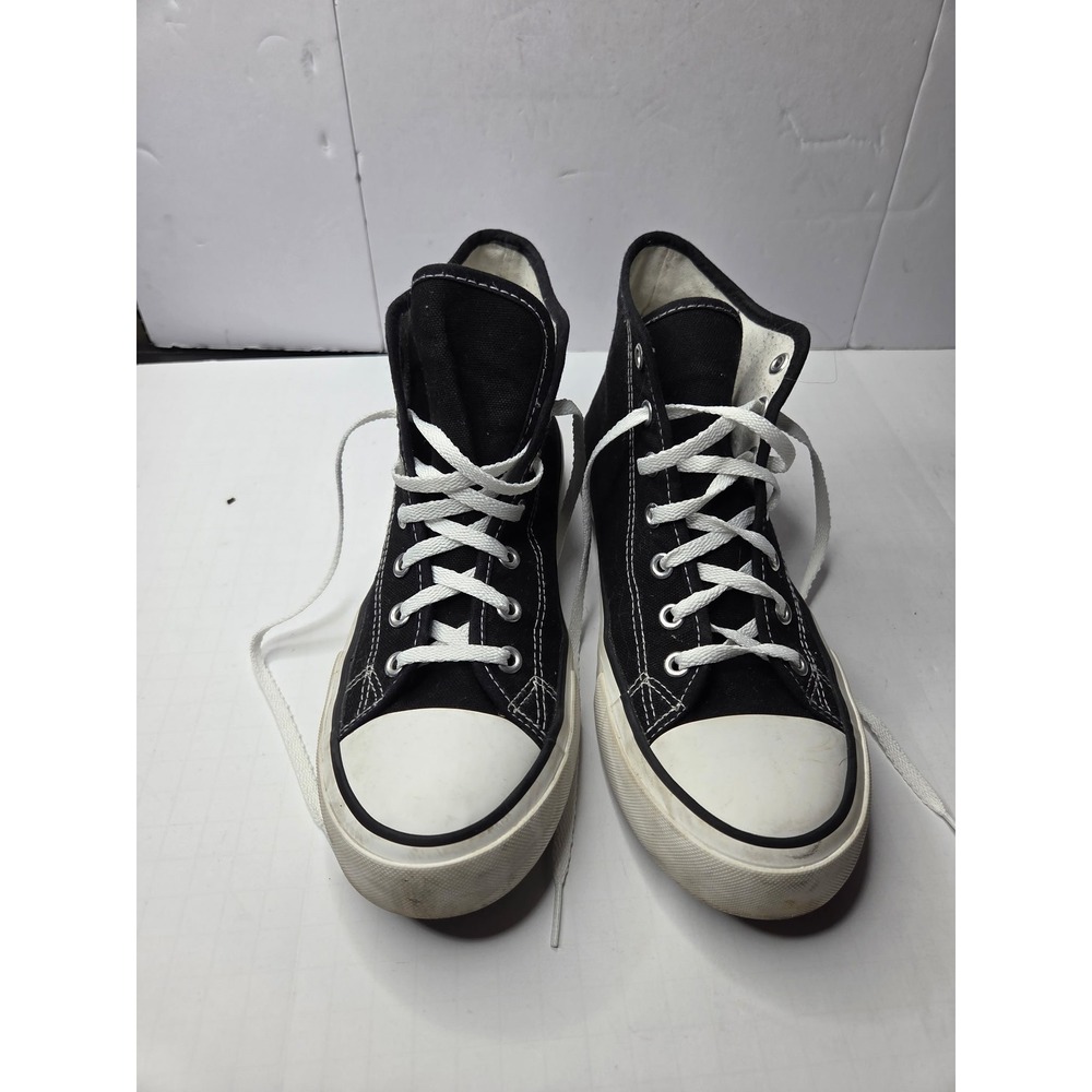 Sport Womens Black Canvas Panda Graphic High Top Sneakers Lace Up Size‎ 38